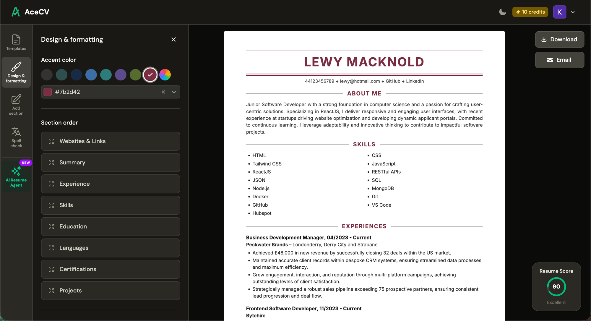 AI Resume Builder screenshot